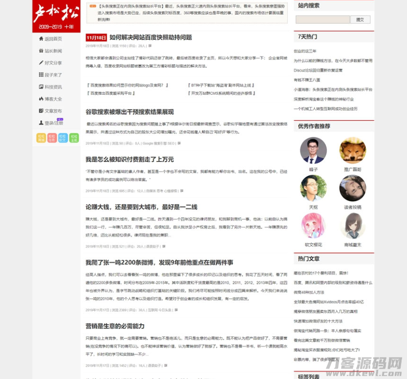 高仿卢松松WordPress个人博客主题Luss V1.22